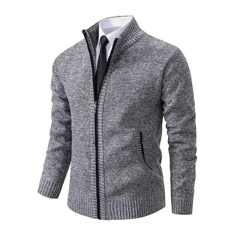 Solid Color Men's Fleece Sweater - Stylish Comfort