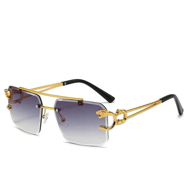 Luxury Rimless Sunglasses with Gold Accents