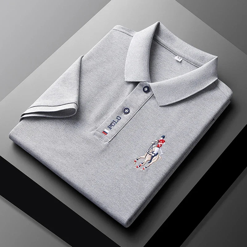 Men's Embroidered Casual Fashion Short Sleeved POLO Shirt Summer Comfortable Top - VaultHaus