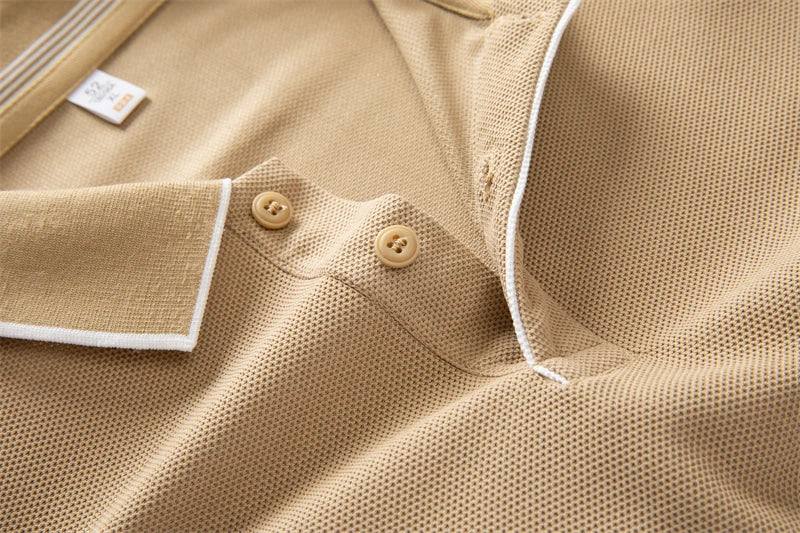 2025 New Men's Business Casual Short Sleeved Shirt Solid Color Polo Shirt Fashionable Breathable Comfortable Versatile Top - VaultHaus