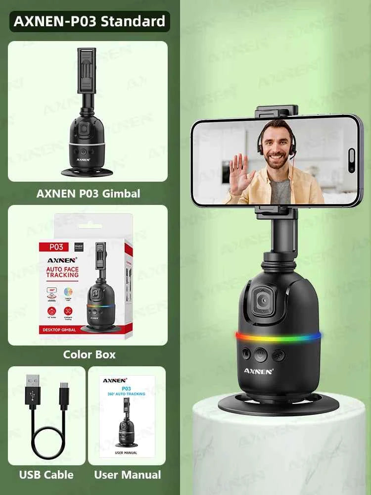 AI 360 Auto Rotate Selfie Stand for iPhone & Android