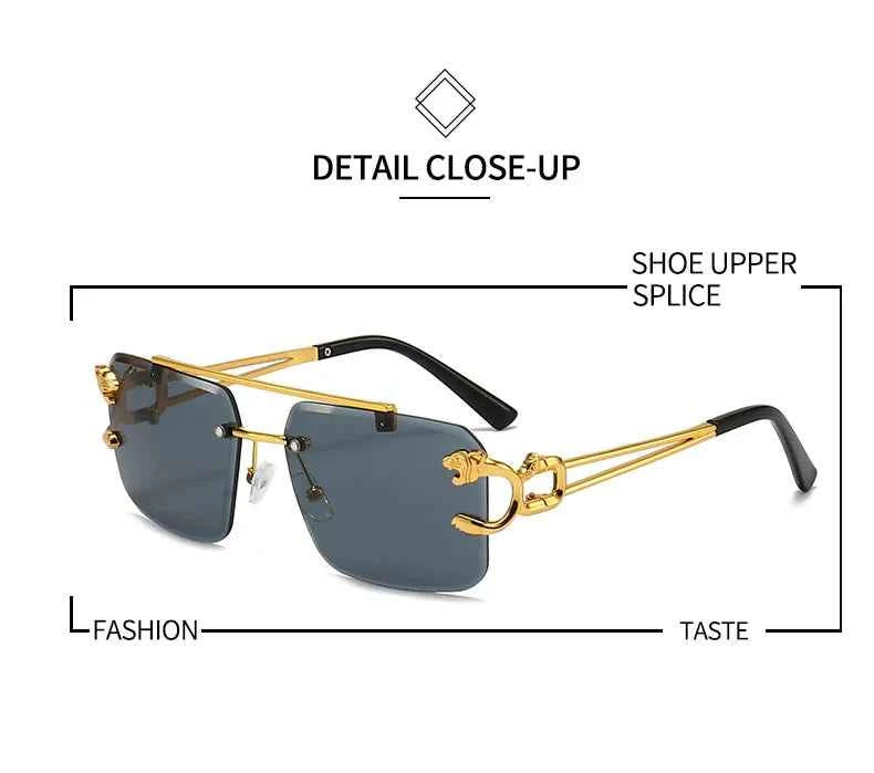 Luxury Rimless Sunglasses with Gold Accents