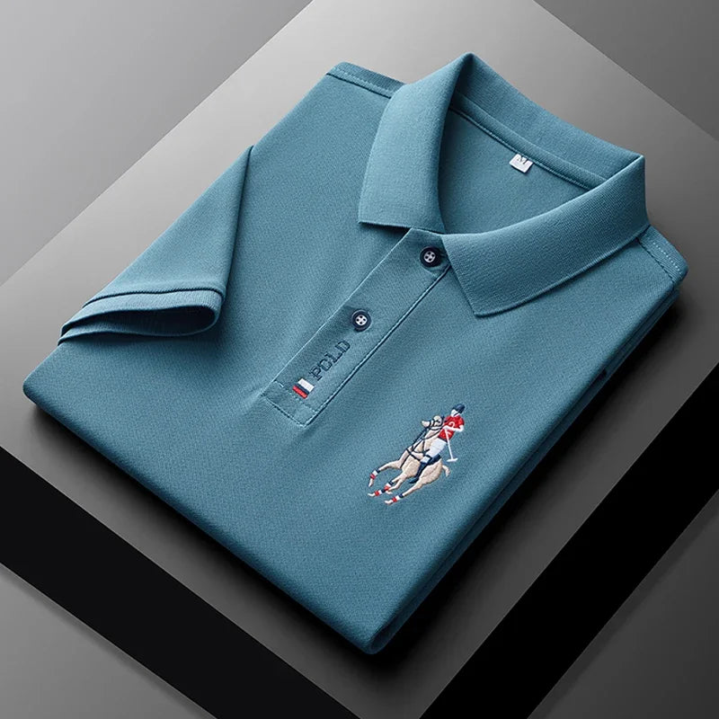 Men's Embroidered Casual Fashion Short Sleeved POLO Shirt Summer Comfortable Top - VaultHaus