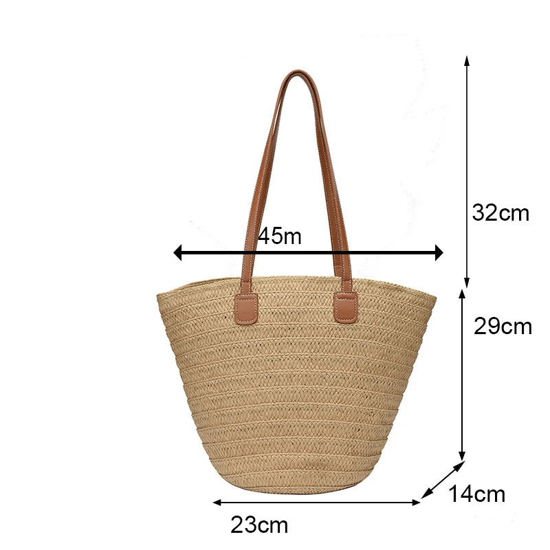Luxury Woven Shopper Tote - Women's Large Capacity Straw Bag - VaultHaus