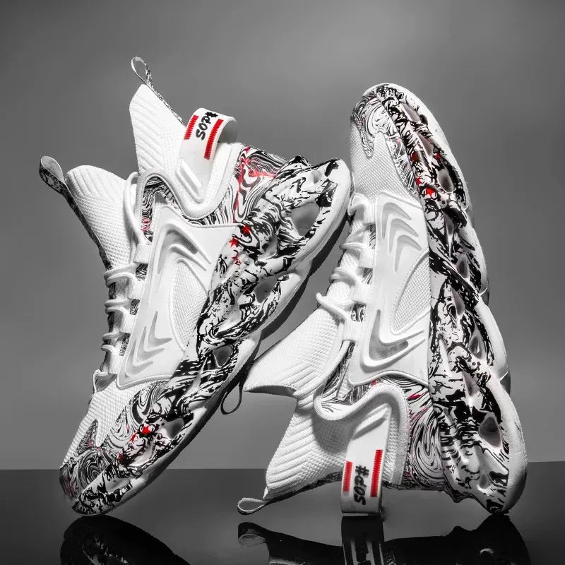 Men's Luxury Sneakers with Bold Artistic Design - VaultHaus