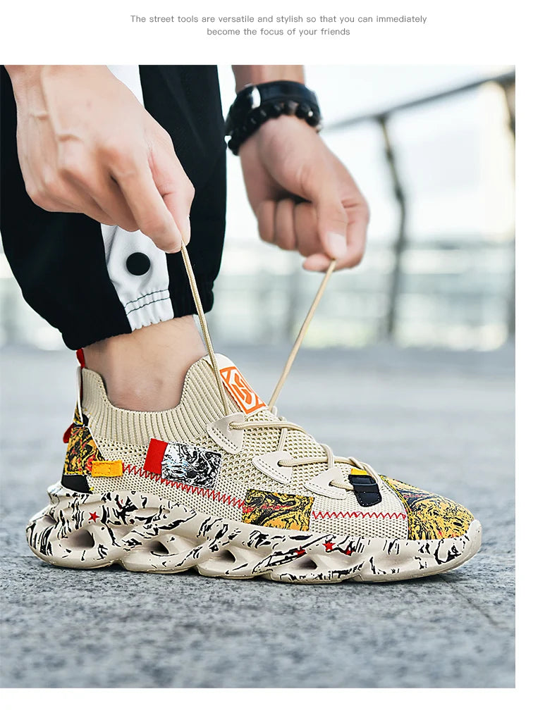 Men's Luxury Sneakers with Bold Artistic Design - VaultHaus