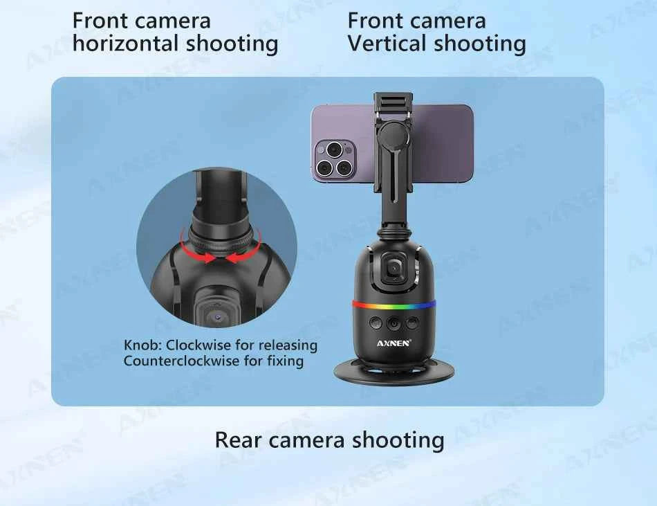 AI 360 Auto Rotate Selfie Stand for iPhone & Android