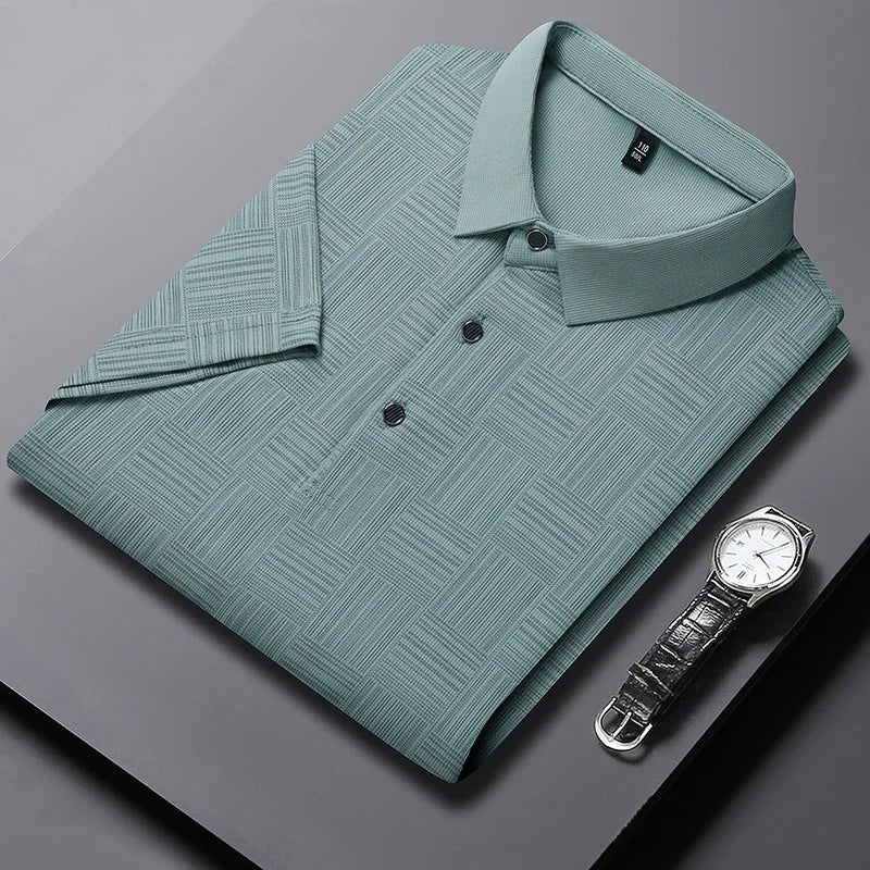 2025 Men's New Printed Business Casual Short sleeved POLO Shirt Fashion Short sleeved Comfortable and Breathable Top - VaultHaus
