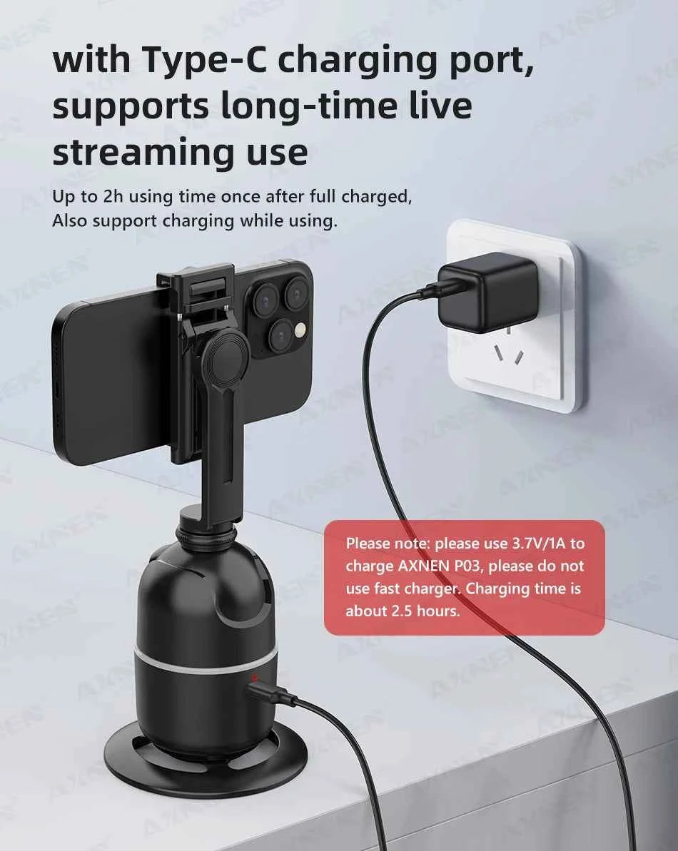 AI 360 Auto Rotate Selfie Stand for iPhone & Android