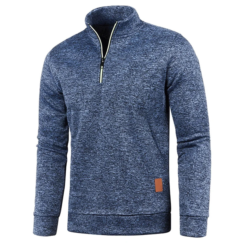 Men Sweatshirts Spring Thicker Pullover Half Zipper Pullover for Male Hoody Outdoor Sweatshir Autumn Solid Color Turtleneck Swea - VaultHaus