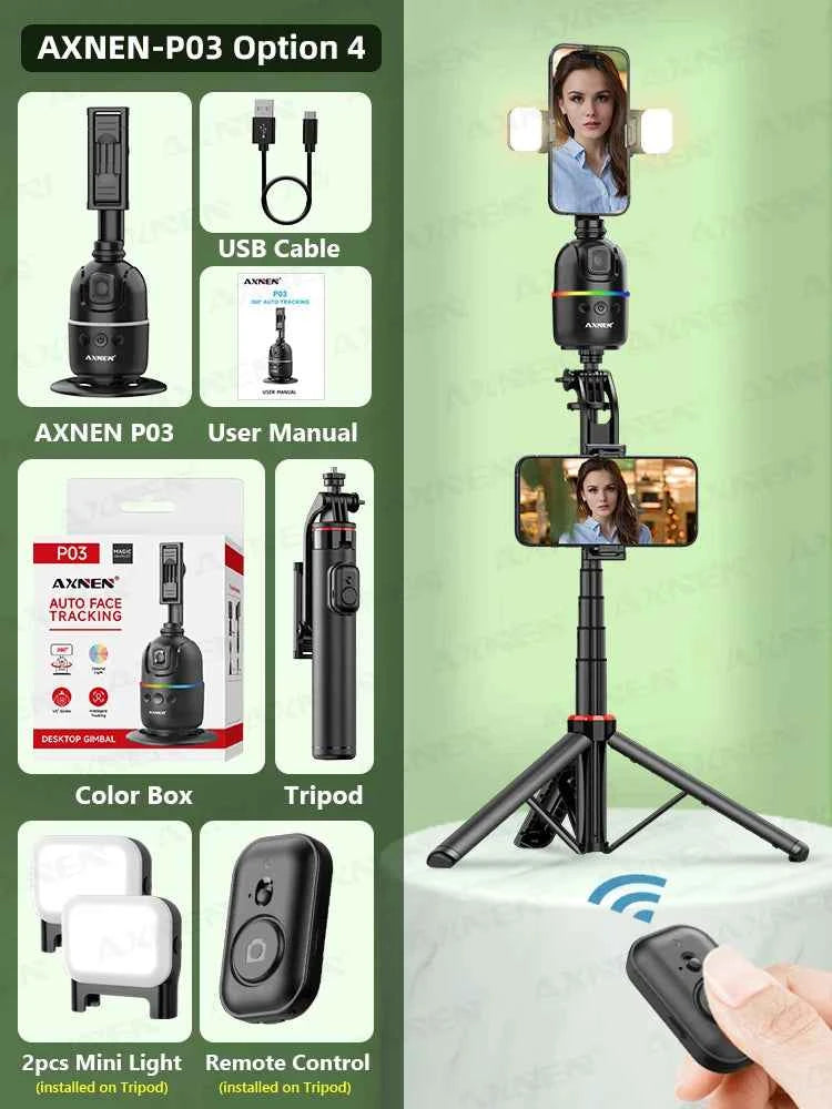 AI 360 Auto Rotate Selfie Stand for iPhone & Android