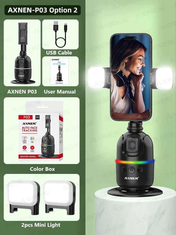AI 360 Auto Rotate Selfie Stand for iPhone & Android