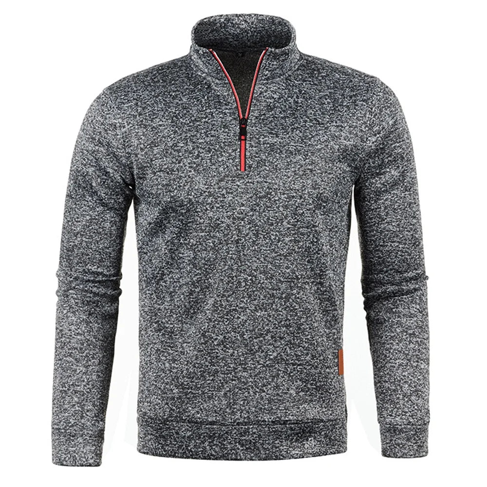 Men Sweatshirts Spring Thicker Pullover Half Zipper Pullover for Male Hoody Outdoor Sweatshir Autumn Solid Color Turtleneck Swea - VaultHaus