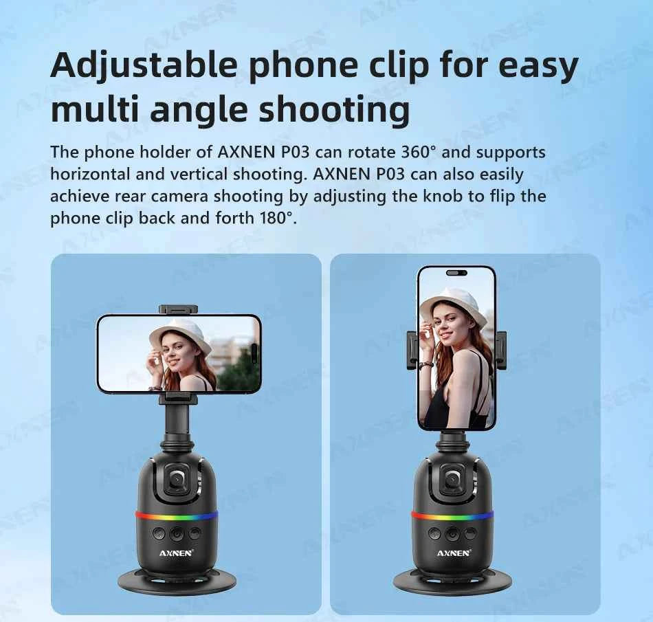 AI 360 Auto Rotate Selfie Stand for iPhone & Android