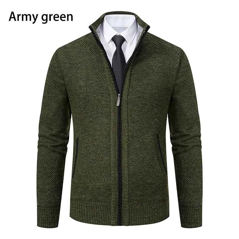 Solid Color Men's Fleece Sweater - Stylish Comfort