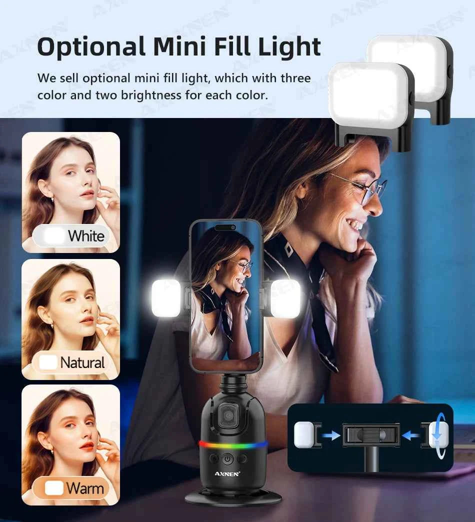 AI 360 Auto Rotate Selfie Stand for iPhone & Android