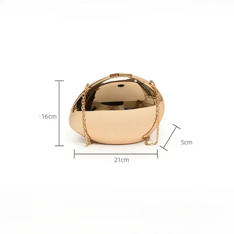 Acrylic Shell Shape Clutch Bag in Shiny Gold with Chain Strap and Stylish Design