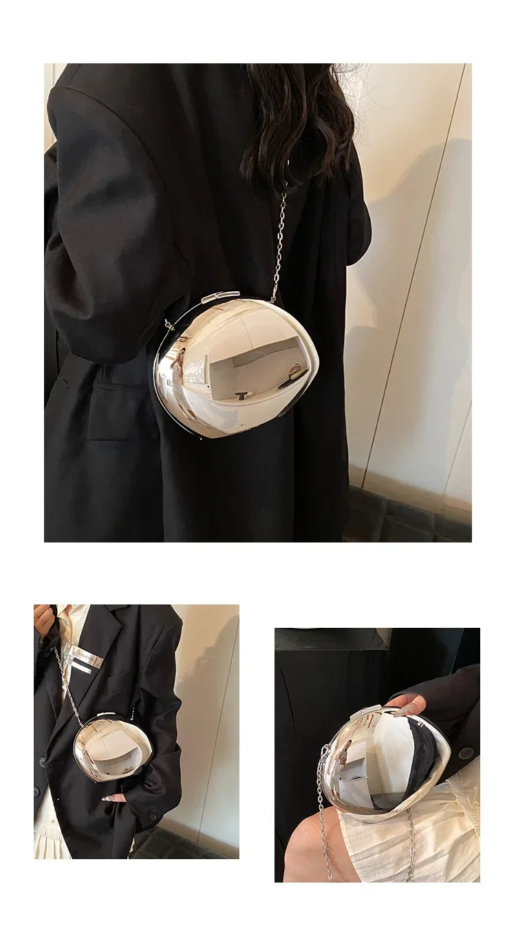 Glossy Acrylic Shell Shape Clutch Bag with a stylish chain strap for chic outfits
