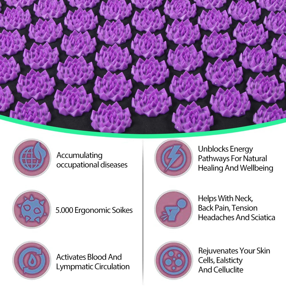 VaultHaus Acupuncture Massage Mat in Purple with Ergonomic Soikes for Pain Relief and Wellbeing