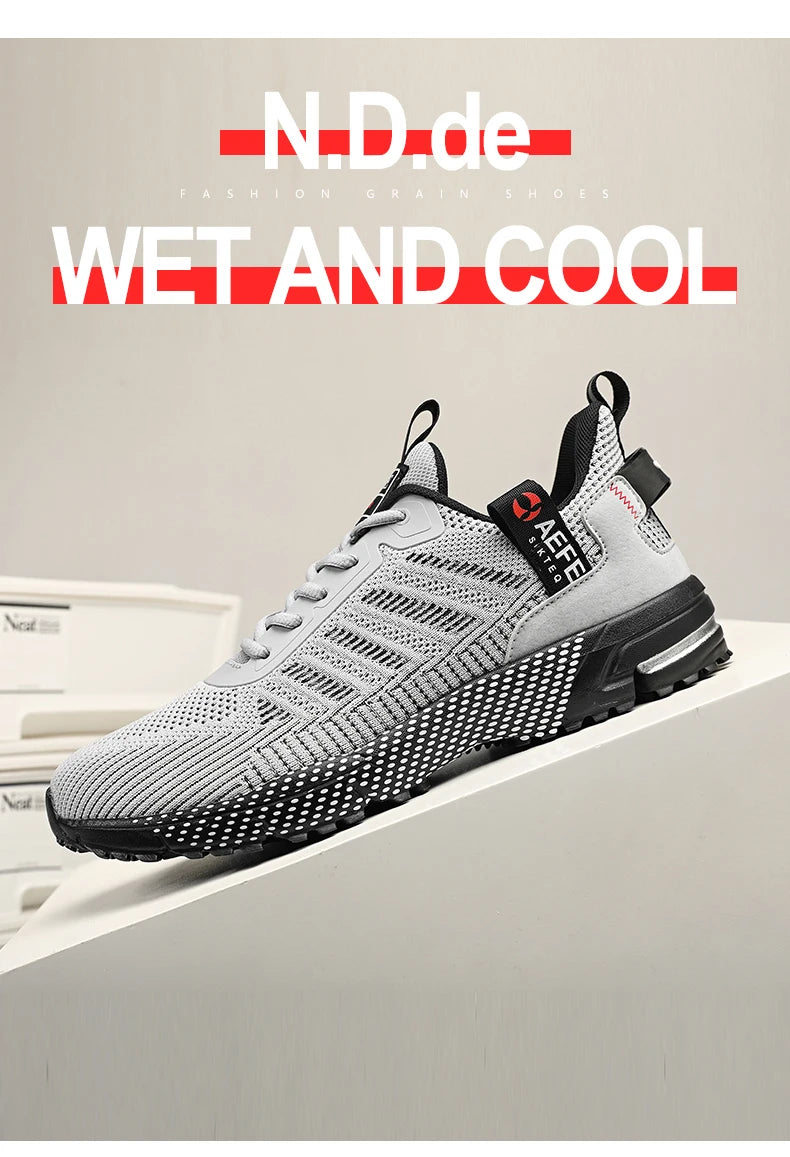 VaultHaus lightweight athletic sneakers for men in gray and black with breathable mesh design