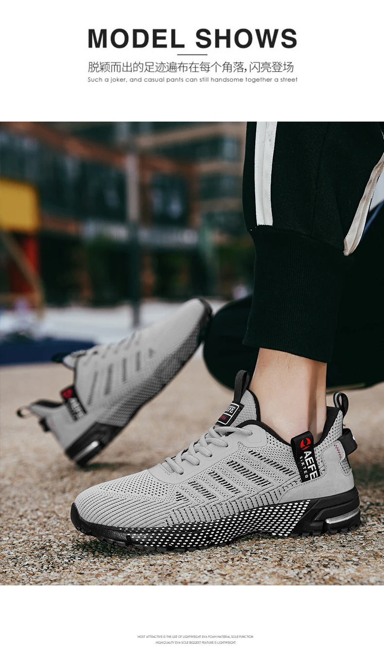 VaultHaus lightweight athletic sneakers for men in gray with breathable mesh and cushioned sole