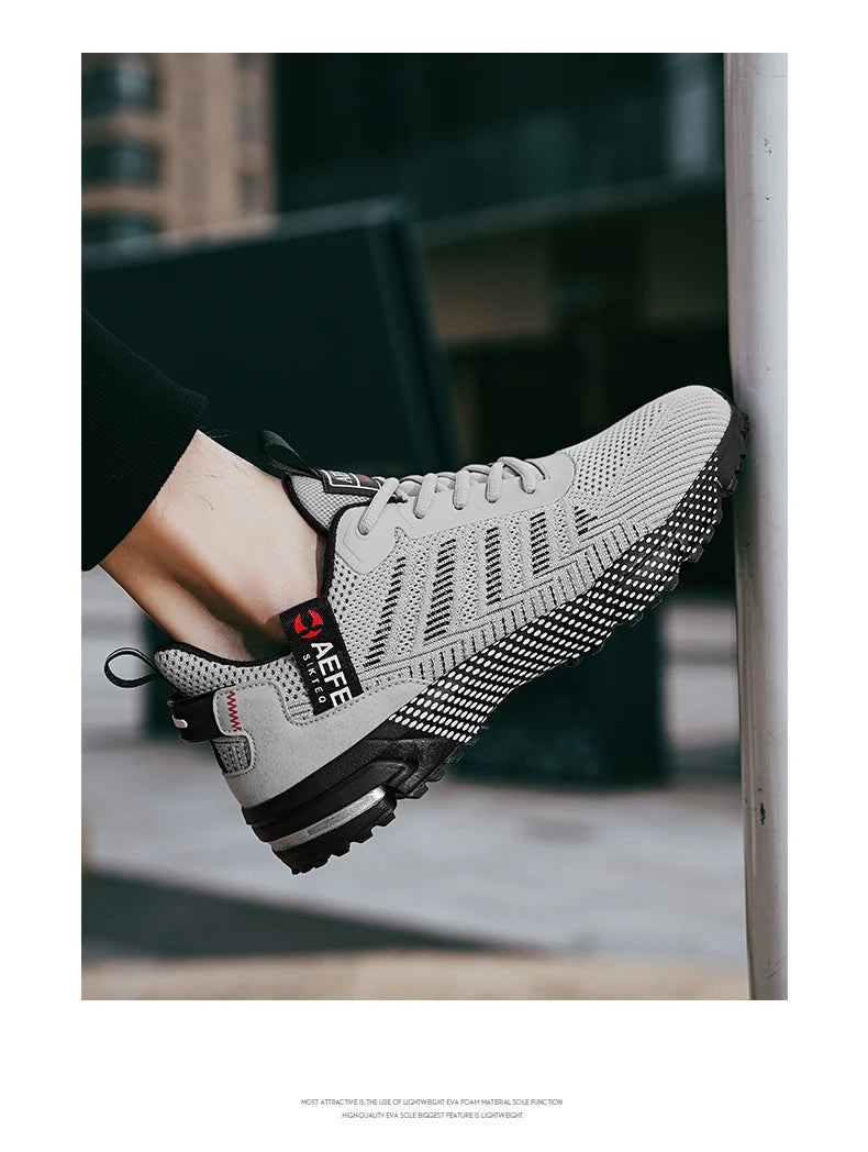 VaultHaus lightweight athletic sneakers for men in gray with breathable mesh and durable sole