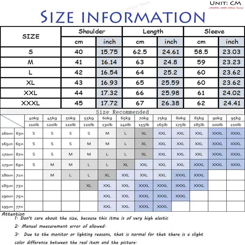 Size chart for knitted turtleneck pullover for men showing measurements for different sizes