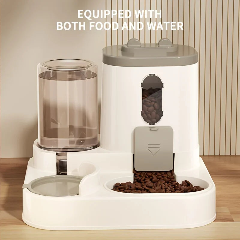 VaultHaus Automatic 2 in 1 Cat Food and Water Dispenser with separate compartments for food and water