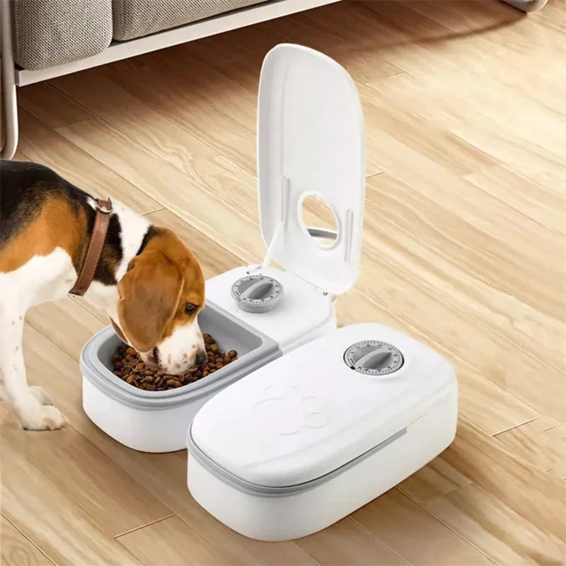 VaultHaus automatic pet food dispenser with dual compartments for convenient pet feeding