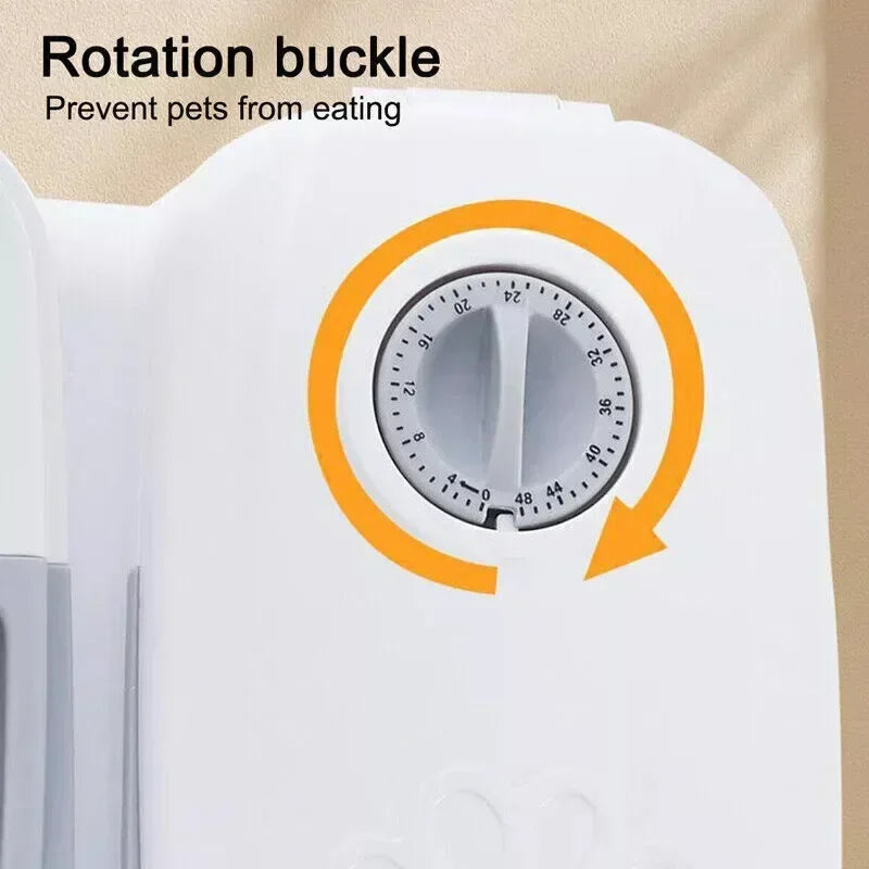 VaultHaus automatic pet food dispenser with a rotation buckle to control feeding times for pets