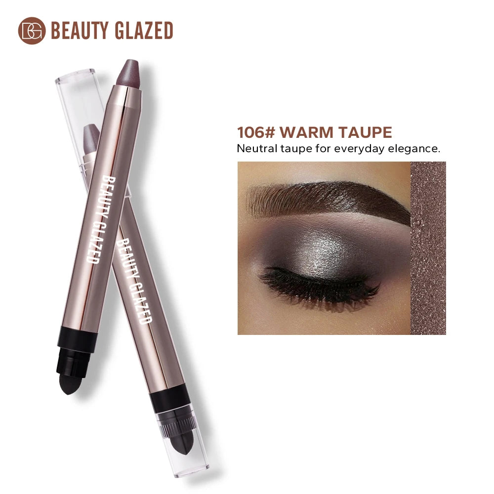 VaultHaus Dual-ended highlighter eyeshadow pencil pearlescen in warm taupe shade with applicator tips