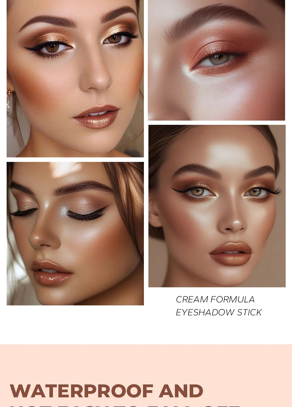 VaultHaus dual-ended highlighter eyeshadow pencil pearlescen showing cream formula on model eyes in various shades