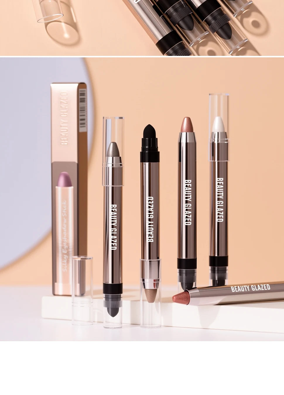 VaultHaus dual-ended highlighter eyeshadow pencil pearlescen set with multiple shimmer shades