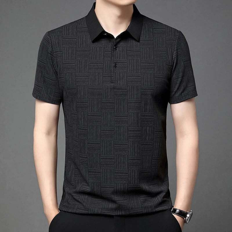 New Printed Business Casual Short sleeved POLO Shirt Fashion Short sleeved Comfortable and Breathable Top - VaultHaus