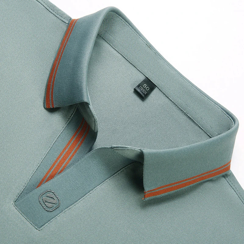 VaultHaus Business Casual Polo Top in Light Green with Stylish Contrast Stripes