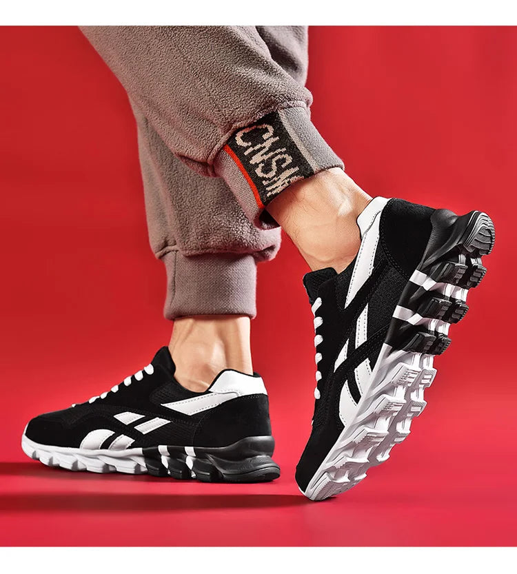 VaultHaus comfortable unisex walking sneakers in black and white for everyday wear and style
