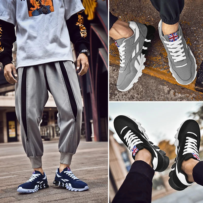 VaultHaus comfortable unisex walking sneakers in navy, grey, and black for everyday style and comfort