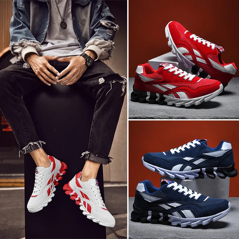 VaultHaus comfortable unisex walking sneakers in red, blue, and white styles for everyday wear