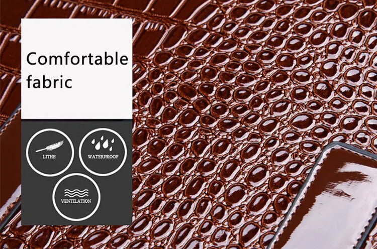 Crocodile print tote bag featuring comfortable, lightweight, waterproof fabric for stylish daily use