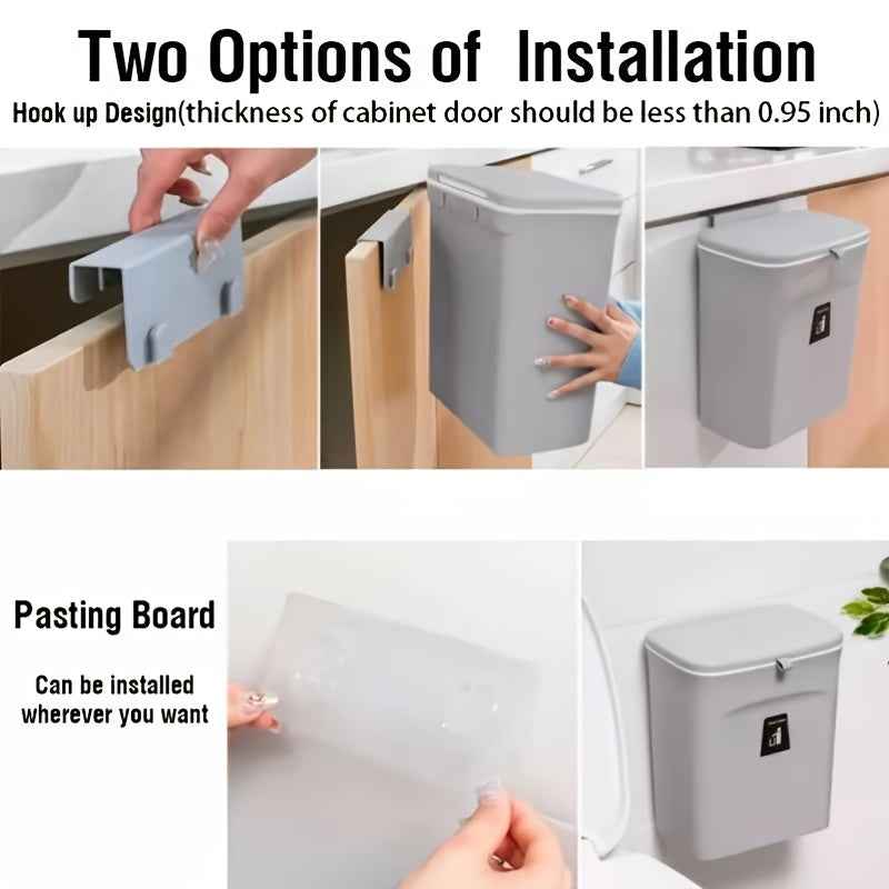 Door Hanging Trash Can by VaultHaus with two installation options for convenient waste disposal