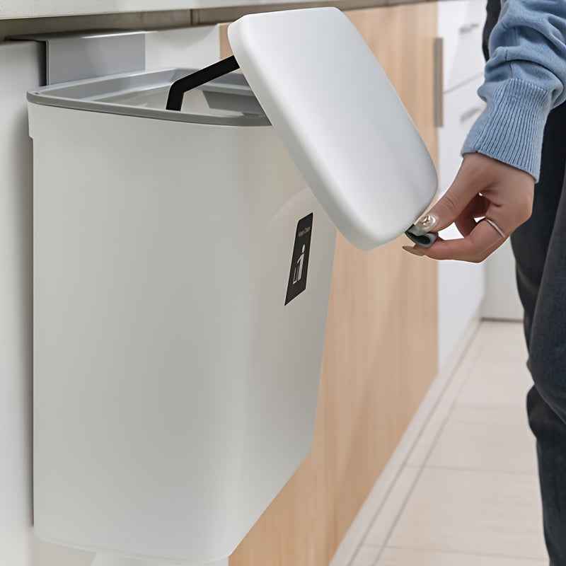 VaultHaus Door Hanging Trash Can with Lid for Convenient Kitchen Waste Disposal