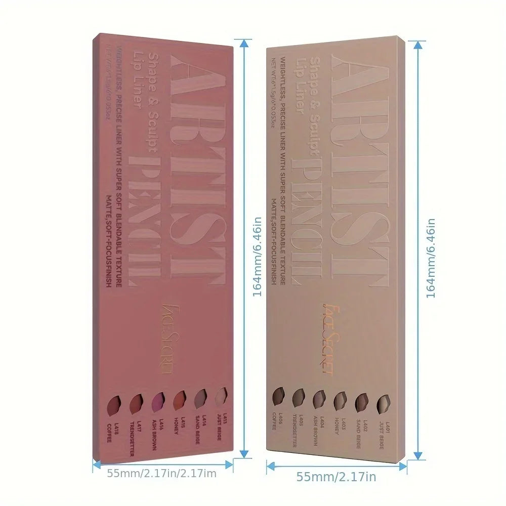 VaultHaus 12 piece long lip liner set in mauve and nude packaging with shape and sculpt lip liners