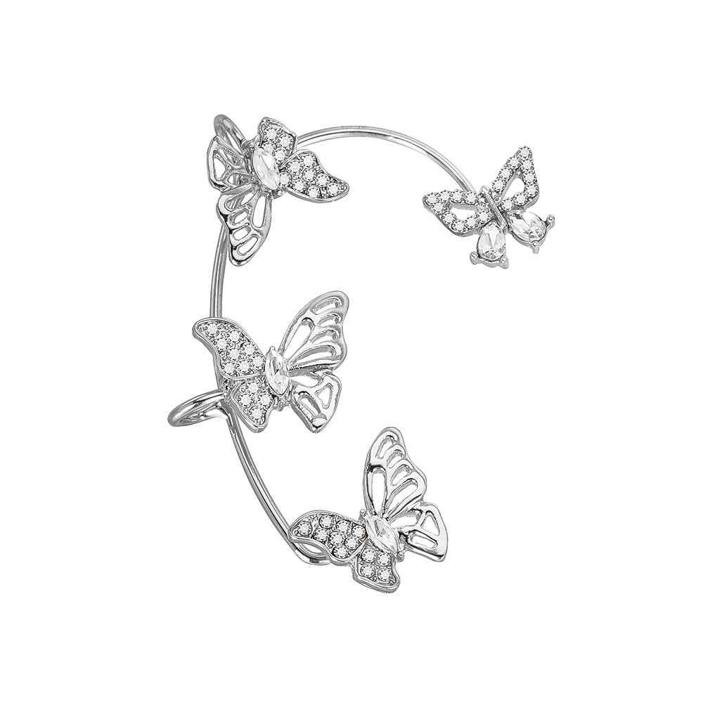 Women'S Elegant Butterfly Ear Cuffs - No-Piercing Ear Hooks, Synthetic Gemstone Accents, Everyday & Formal Jewelry for Parties, Weddings, Everyday Outfits - Non-Piercing Ear Clips for Sensitive Light Beige, Party Accessories,