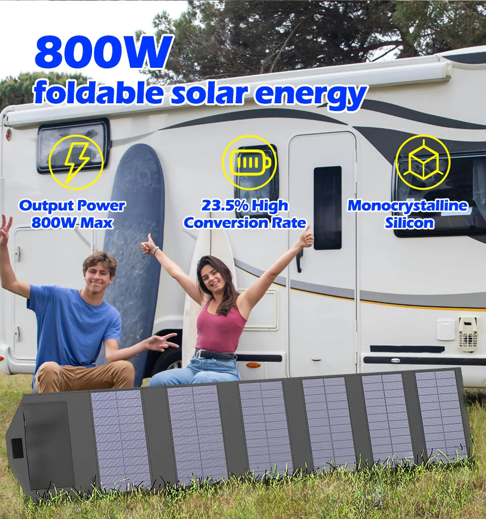 VaultHaus camping portable solar panel charger 800W foldable with high conversion rate and monocrystalline silicon
