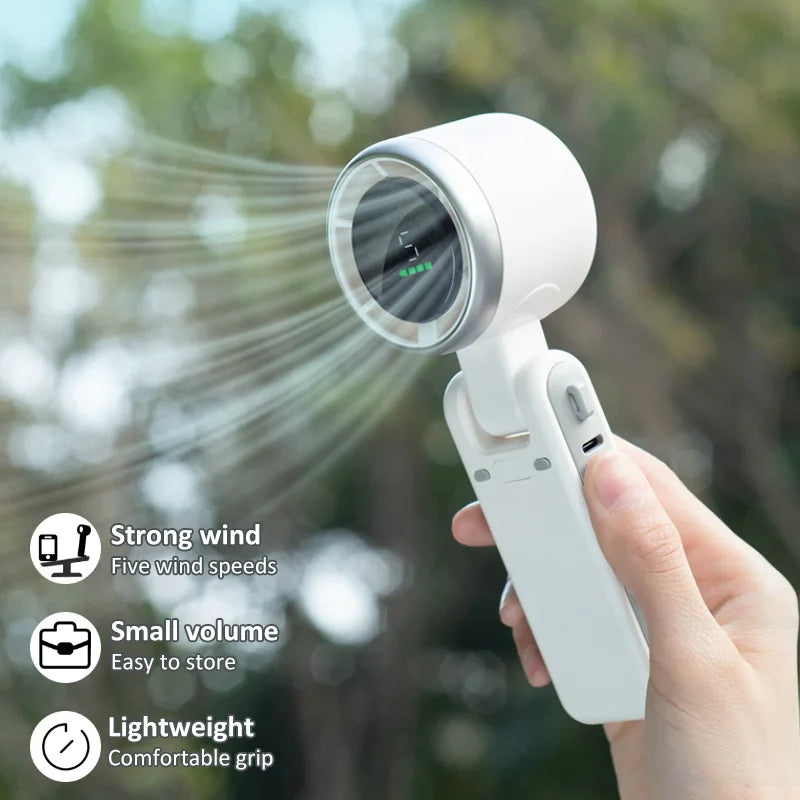 VaultHaus handheld turbo fan in white with strong wind, five speeds, small volume, and lightweight design