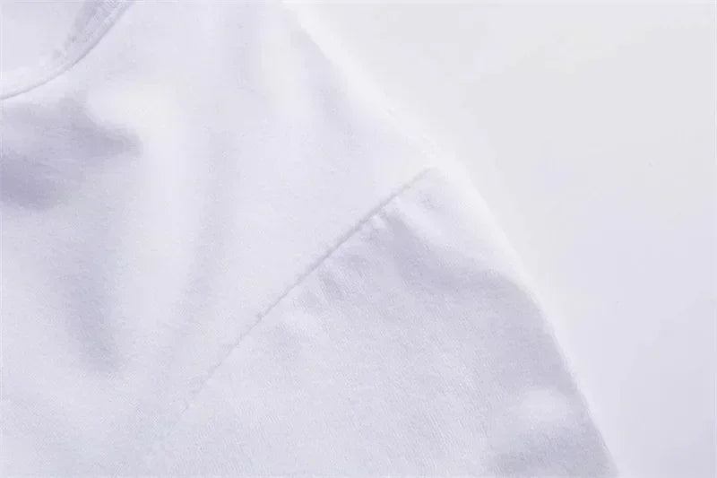 Close-up of a white handyman dad t-shirt showcasing soft fabric and neat stitching details