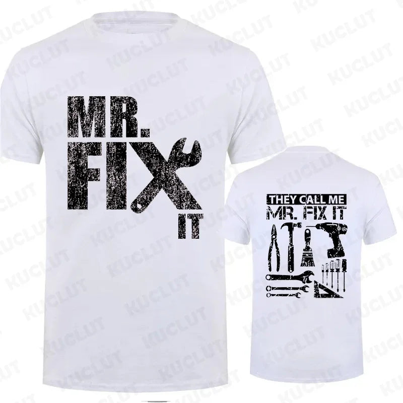 Mr Fix It Handyman Dad T-Shirt with Tool Design for DIY Enthusiasts