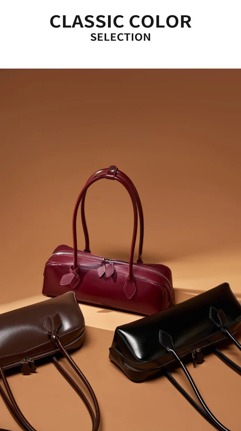 VaultHaus ladies baguette shoulder bag in classic colors with elegant design and smooth finish
