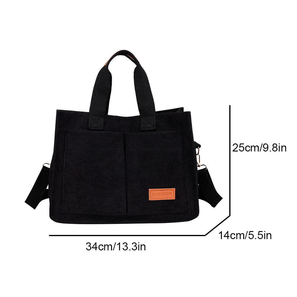VaultHaus large capacity canvas handbag with multiple pockets and adjustable strap in black