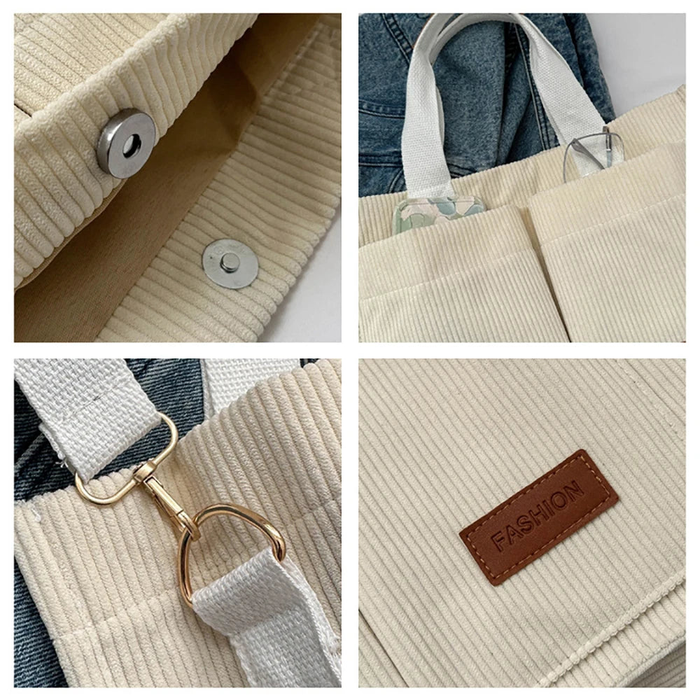 VaultHaus large capacity canvas handbag with magnetic closure and stylish fabric details